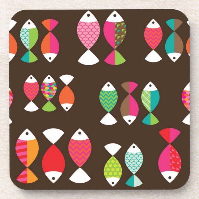 Unterwassermuster 2 der abstrakten retro Fische Untersetzer (Vorderseite)