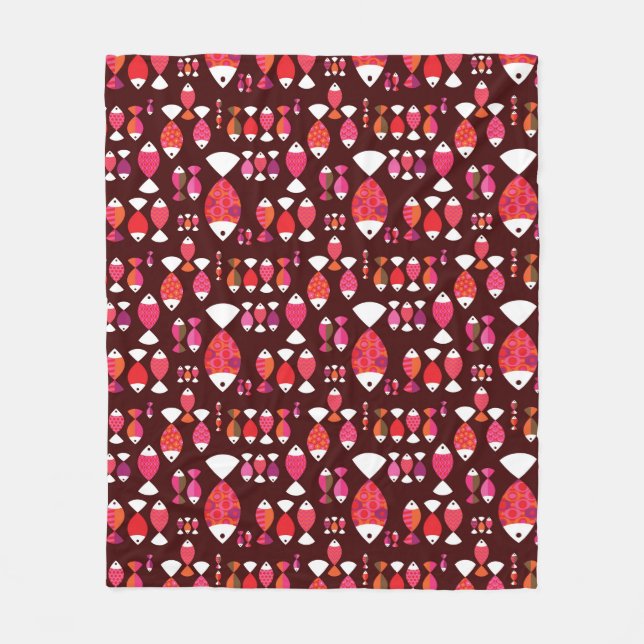 Unterwassermuster der abstrakten retro Fische Fleecedecke (Vorderseite)