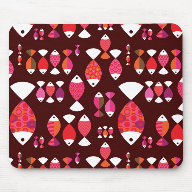 Unterwassermuster der abstrakten retro Fische Mousepad (Vorne)