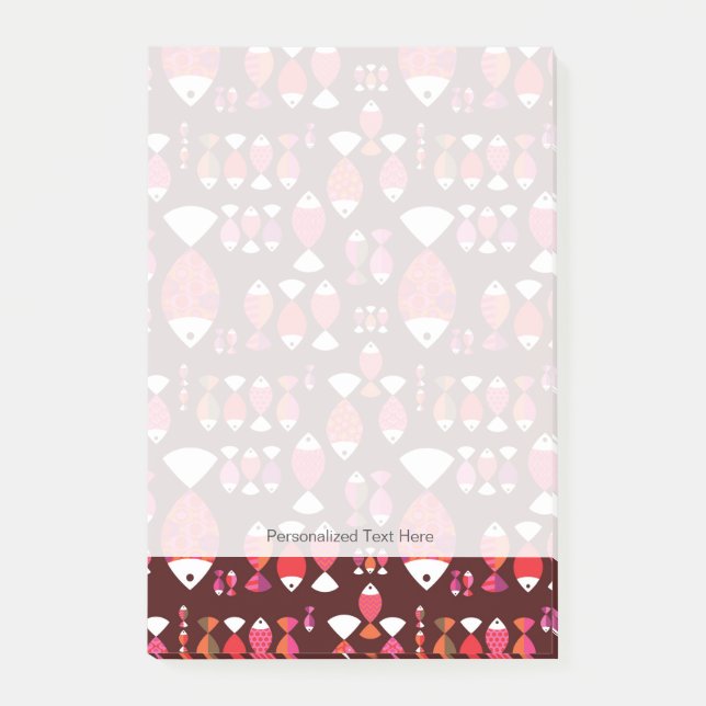 Unterwassermuster der abstrakten retro Fische Post-it Klebezettel (Vorderseite)