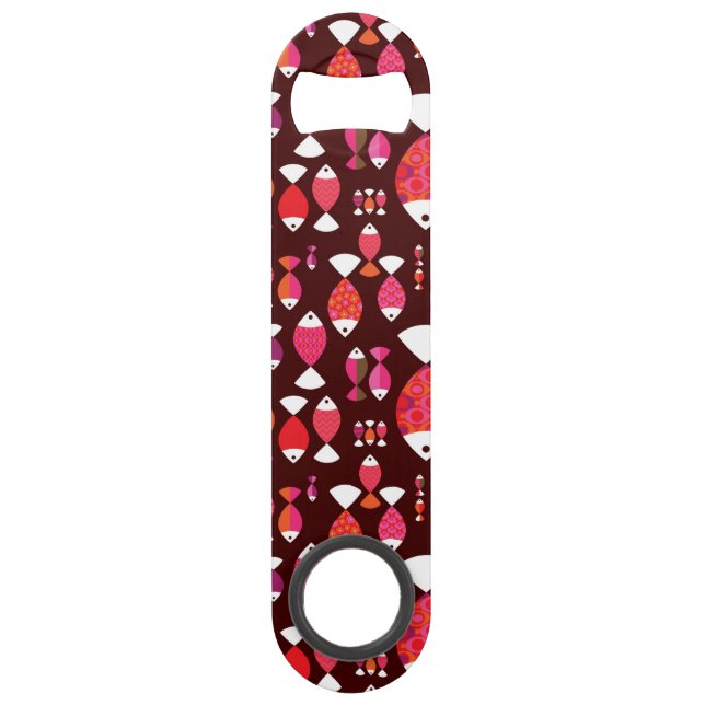 Unterwassermuster der abstrakten retro Fische Speedflaschenöffner (Vorderseite)