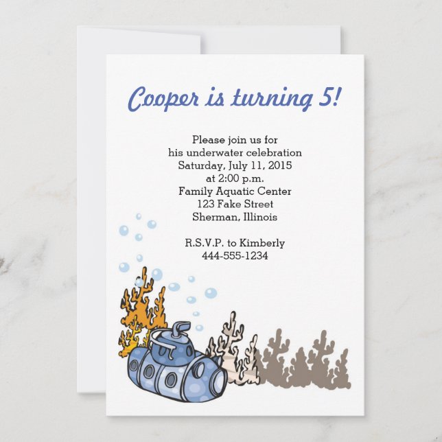 UnterwasserParty Einladung (Vorderseite)