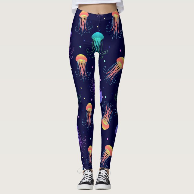 Unterwasserqualle: helles Muster. Leggings (Vorderseite)