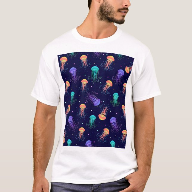 Unterwasserqualle: helles Muster. T-Shirt (Vorderseite)