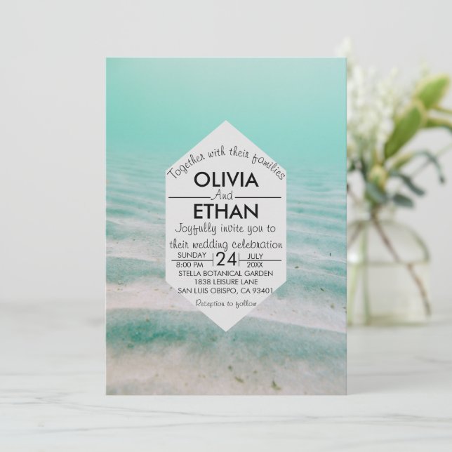 Unterwasserschiff Hochzeitseinladung Einladung (Stehend Vorderseite)