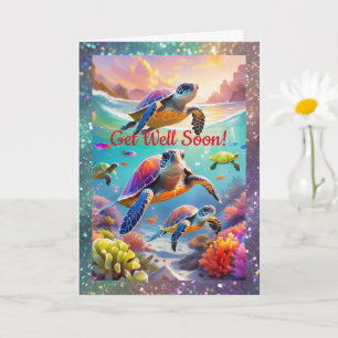 Unterwasserschildkröten, 5" x 7" geklappt Get Well Karte