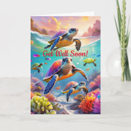 Unterwasserschildkröten, 5" x 7" geklappt Get Well Karte