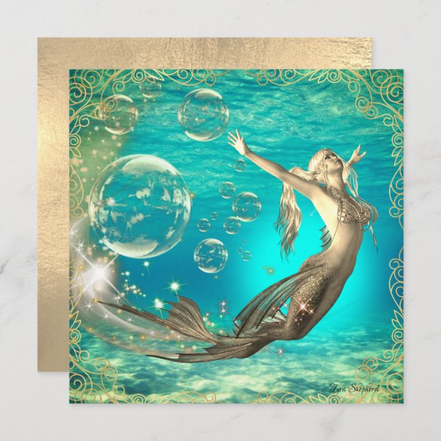 Unterwasserschwimmkarte Fantasy Mermaid Flat Card (Vorne/Hinten)