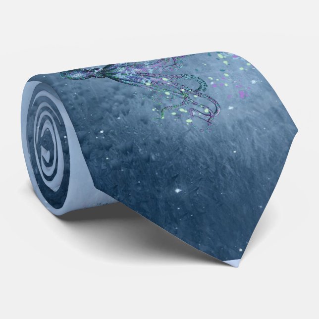 Unterwassersee Octopus Tier Blauer Schatten Krawatte (Gerollt)