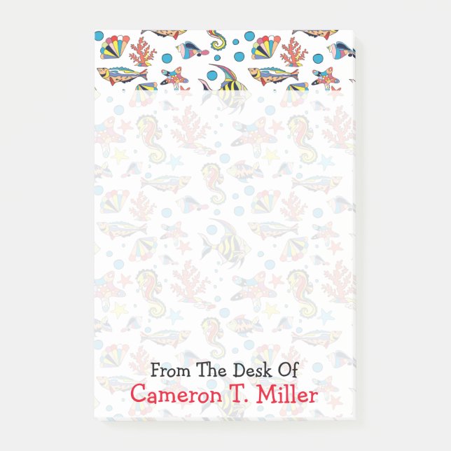 Unterwasserseeleben-Muster | addieren Ihren Namen Post-it Klebezettel (Vorderseite)