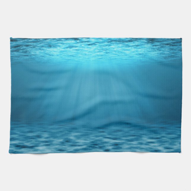 Unterwasserszene des Blauen Ozeans Geschirrtuch (Horizontal)