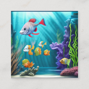 Unterwasserszene mit hyperrealistischem Fisch Quadratische Visitenkarte