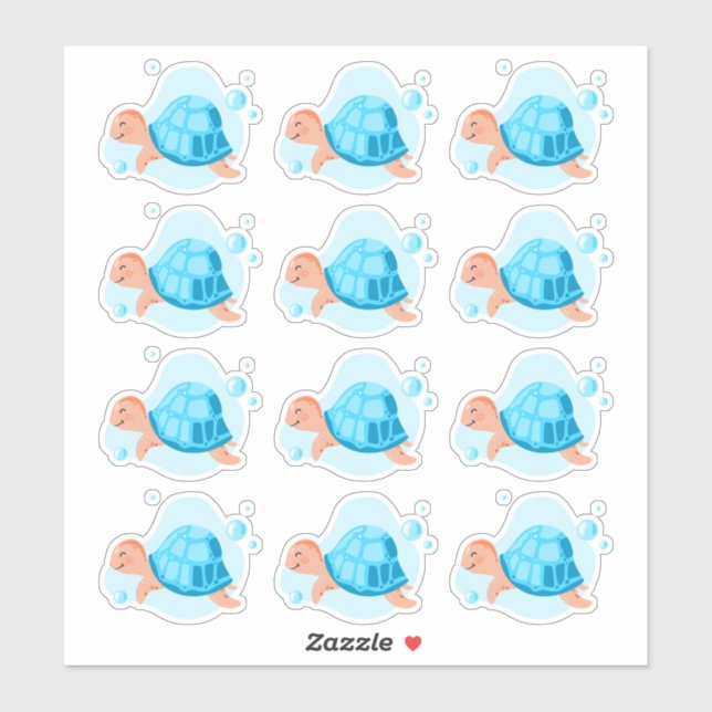 Unterwasserwelt. Meeresleben. ​ ​ Schildkröte Aufkleber (Blatt)