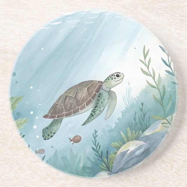 Unterwasserwelt mit Schildkröte Getränkeuntersetzer (Vorne)