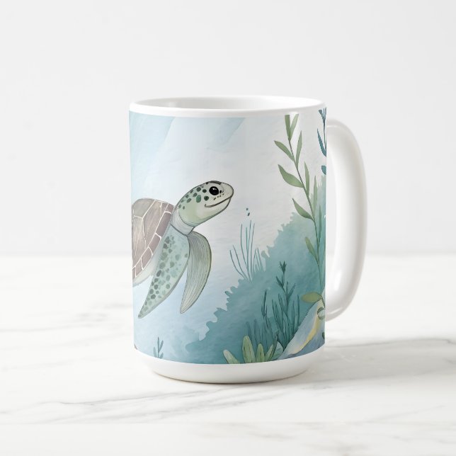 Unterwasserwelt mit Schildkröte Kaffeetasse (VorderseiteRechts)