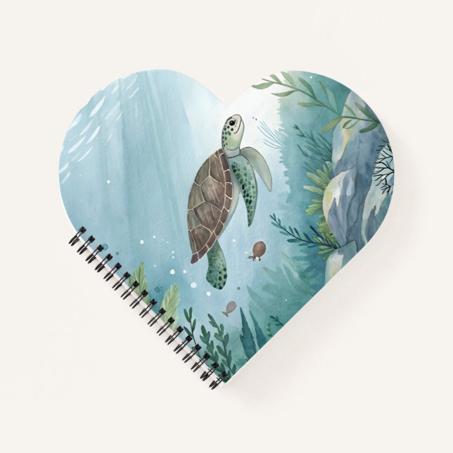 Unterwasserwelt mit Schildkröte Notizbuch (Vorderseite)
