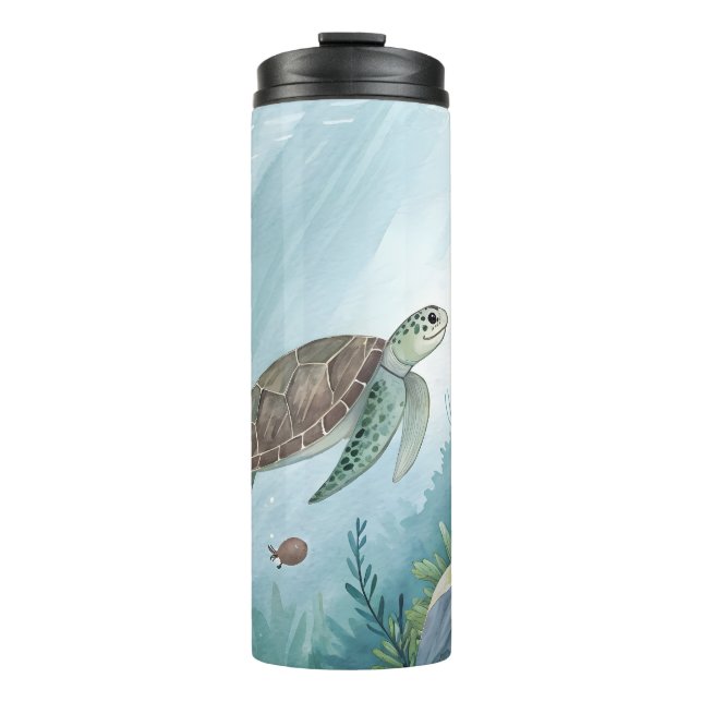 Unterwasserwelt mit Schildkröte Thermosbecher (Vorderseite)