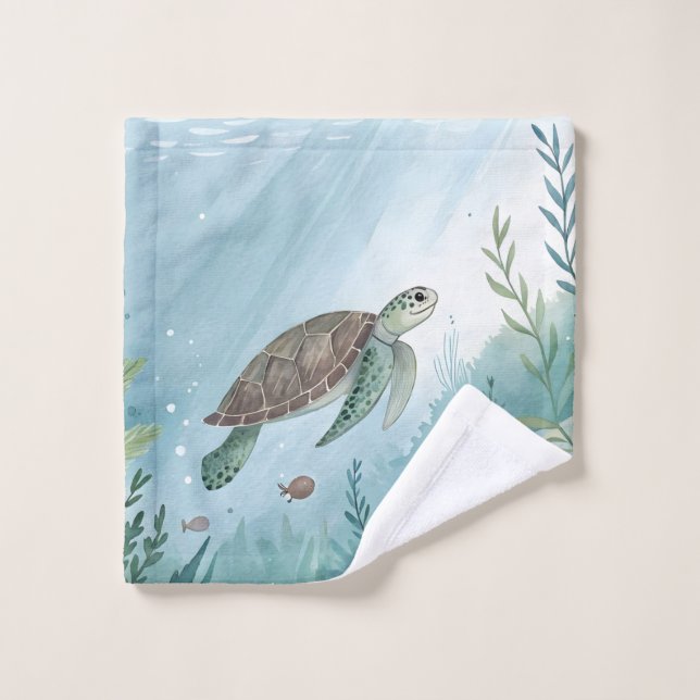 Unterwasserwelt mit Schildkröte Waschlappen (Waschlappen)
