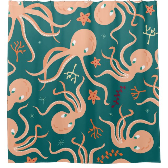 Unterwasserwunder: Octopus Starfish Dance Duschvorhang (Vorderseite)