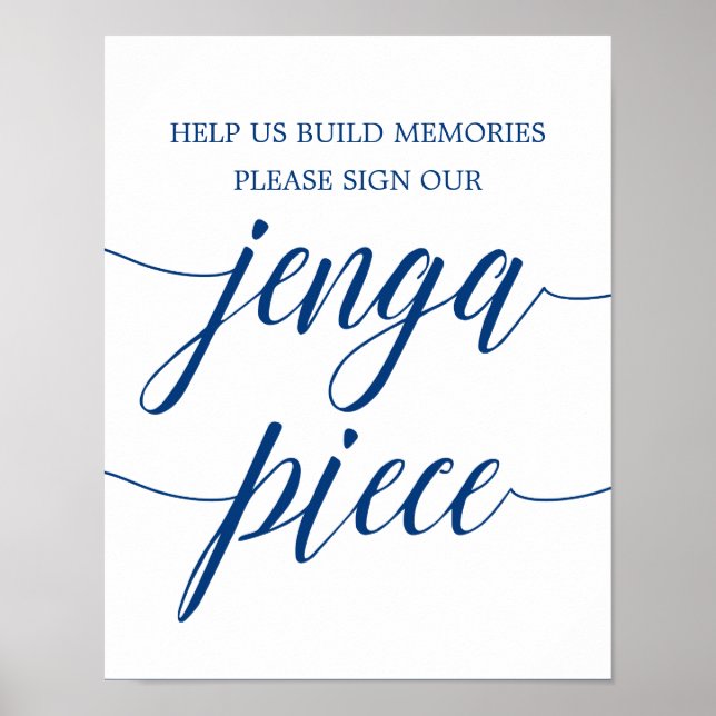 Unterzeichnen Sie unsere Jenga Wedding Sign Navy B Poster (Vorne)