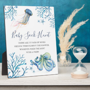 Unterzeichnen von Sea Baby Shower Games Fotoplatte