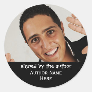 Unterzeichnet durch das Autorenbuch Foto Runder Aufkleber
