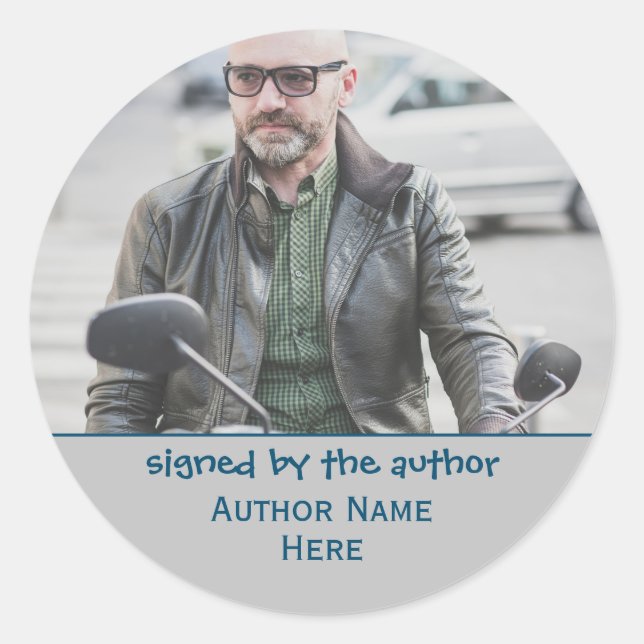 Unterzeichnet durch den Autor Foto Template Buch Runder Aufkleber (Vorderseite)