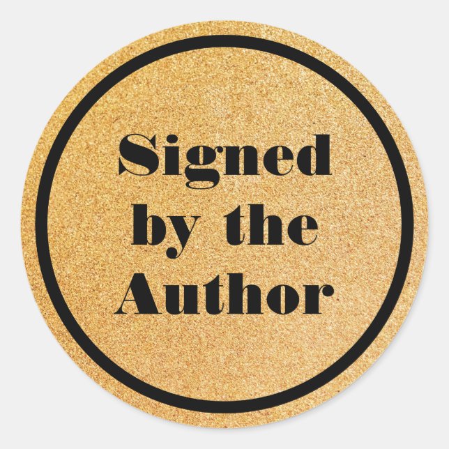 Unterzeichnet durch den Autor Glitzer Gold Runder Aufkleber (Vorderseite)