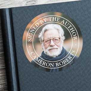 Unterzeichnet durch den Autor voll Foto elegant Runder Aufkleber