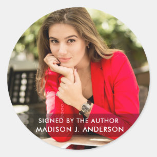 Unterzeichnet durch den Autor Writer Foto Round B  Runder Aufkleber