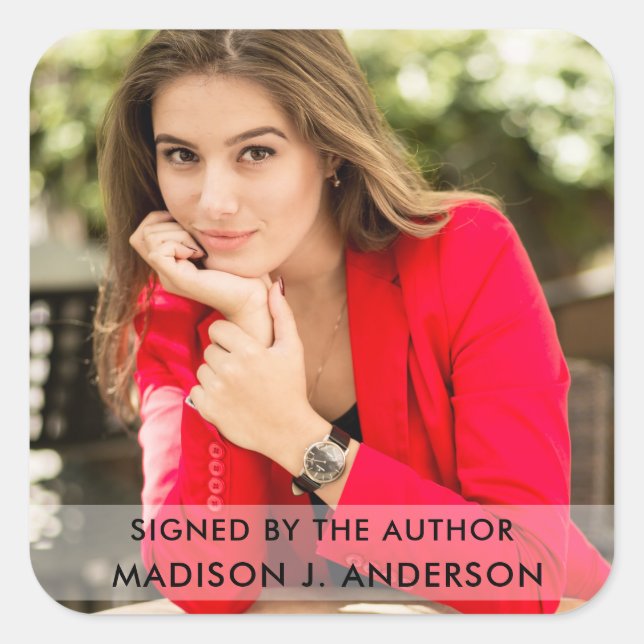 Unterzeichnet durch den Autor Writer Foto Square W Quadratischer Aufkleber (Vorderseite)