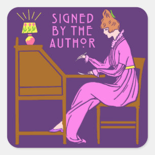 Unterzeichnet von der Autorin Buch Signing Lady in Quadratischer Aufkleber