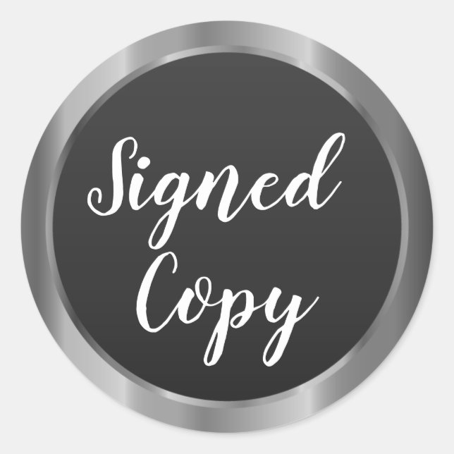 Unterzeichnete Copy Writer Metallic Silver Round A Runder Aufkleber (Vorderseite)