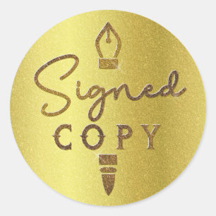 Unterzeichnete Kopie Autor Buch Signierung Gold Sh Runder Aufkleber