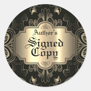 Unterzeichnete Kopie Schwarz und Gold Abstrakte Bl Runder Aufkleber