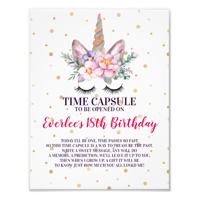 Unterzeichnung der ersten Geburtstagszeit Kapsel | Fotodruck (Vorne)