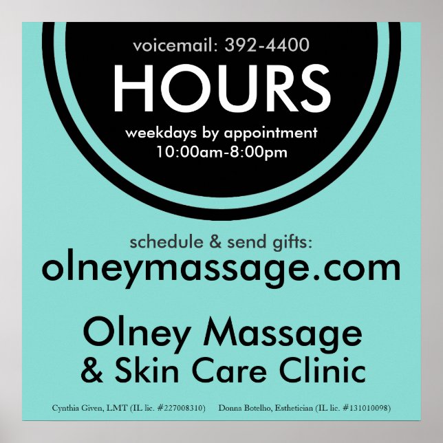 Unterzeichnung der Geschäftszeiten für kleine Unte Poster (Vorne)