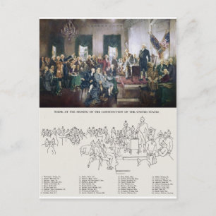 Unterzeichnung der Verfassung mit den identifizier Postkarte