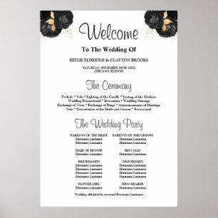 Unterzeichnung des Black & Gold Floral Wedding Pro Poster