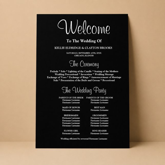 Unterzeichnung des Black Simple Wedding-Programms Poster (Von Creator hochgeladen)