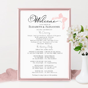Unterzeichnung des Hochzeitsprogramms Pink Bow Poster