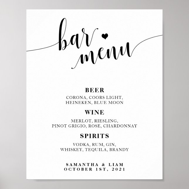 Unterzeichnung des Minimalistischen Bar Poster (Vorne)