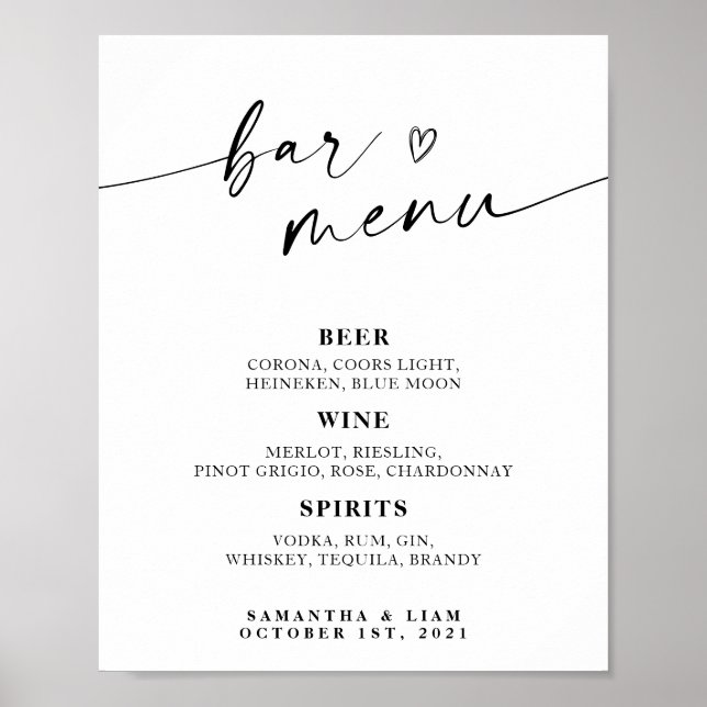 Unterzeichnung des Minimalistischen Bar Poster (Vorne)