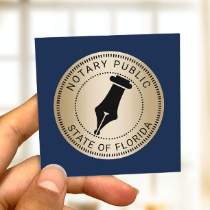 Unterzeichnung eines Agenten für Notar-Briefmarke Quadratische Visitenkarte