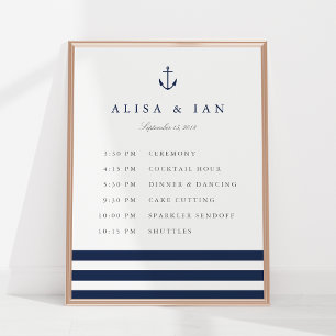 Unterzeichnung eines Nautic Anchor Wedding Schedul Poster