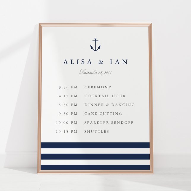 Unterzeichnung eines Nautic Anchor Wedding Schedul Poster (Von Creator hochgeladen)