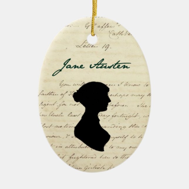 Unterzeichnung Janes Austen u. Keramikornament (Vorne)