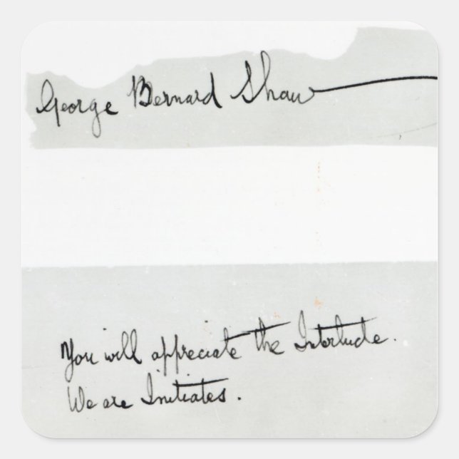 Unterzeichnung von George Bernard Shaw Quadratischer Aufkleber (Vorderseite)