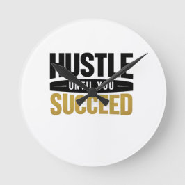 Until You Succeed – Minimal Gold Motivation Design Runde Wanduhr