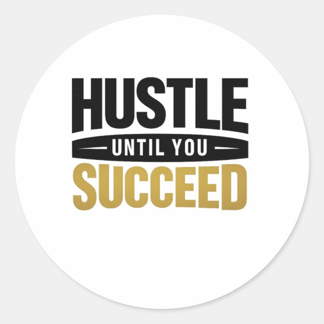 Until You Succeed – Minimal Gold Motivation Design Runder Aufkleber (Vorderseite)